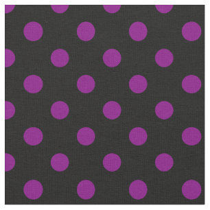 Large Polka Dots - Purple on Black Fabric