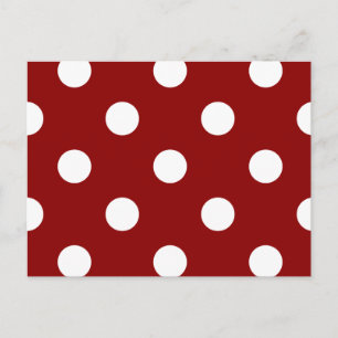 Large Polka Dots - White on Dark Red Postcard