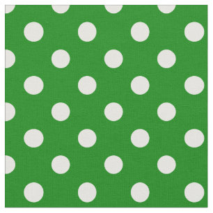 Large Polka Dots - White on Green Fabric