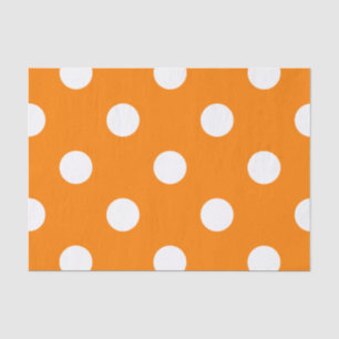 Large Polka Dots - White on Orange Tissue Paper