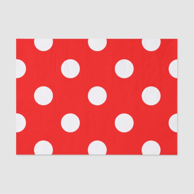 Large Polka Dots - White on Red Tissue Paper (Front)