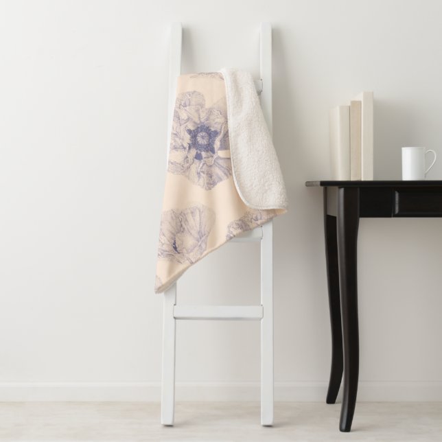 Large Poppy Botanical Sherpa Blanket (In Situ)