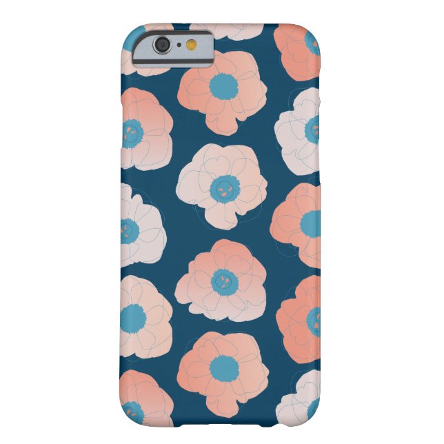 large poppy pop pop peach on navy Case-Mate iPhone case (Back)