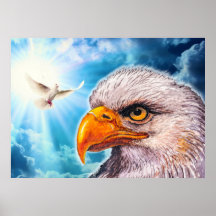 Large Powerful Bald Eagle Poster Hope for America