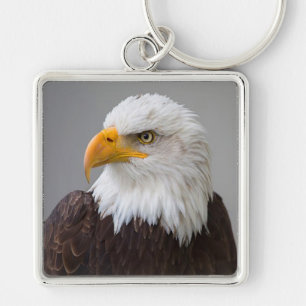 Large Premium Square Keychain/Bald Eagle Key Ring