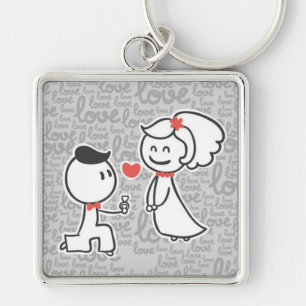 Large Premium Square Keychain/Couple Key Ring