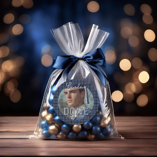 Large Preppy Graduation Photo Class Year DONE Classic Round Sticker