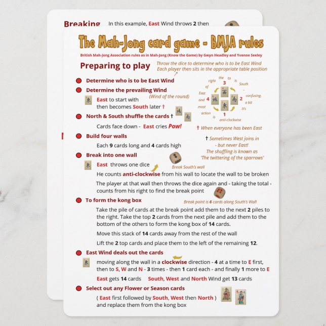Large Print Card Game rules – Preparing to play (Front/Back)
