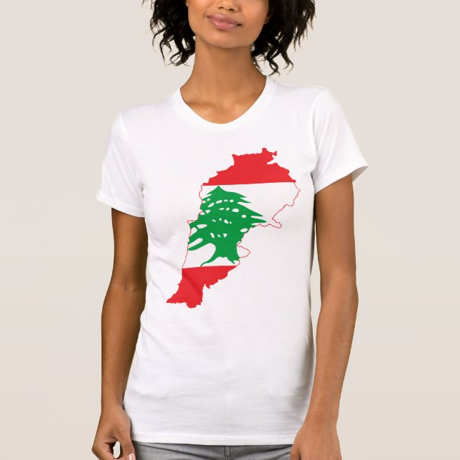 LARGE PRINT Lebanon Flag Map T-Shirt (Front)