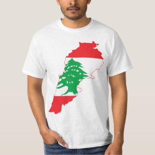 LARGE PRINT Lebanon Flag Map T-Shirt