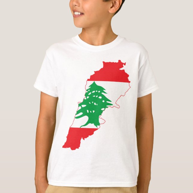 LARGE PRINT Lebanon Flag Map T-Shirt (Front)