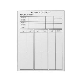 Large Print Rubber Bridge Score Pad for Seniors