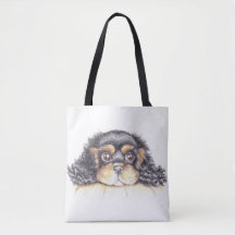 Large Print Tote with Puppy Max The Cavalier