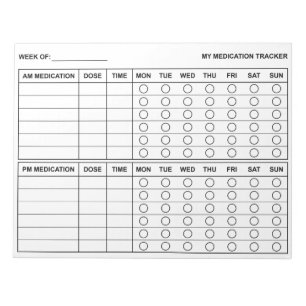 Large Print Weekly Medication Tracker Notepad