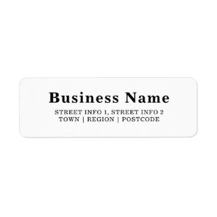 Large Print White Business Return Address Label