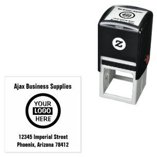 Large Professional Logo and Address Business Self-inking Stamp
