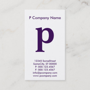 large purple monogram business card