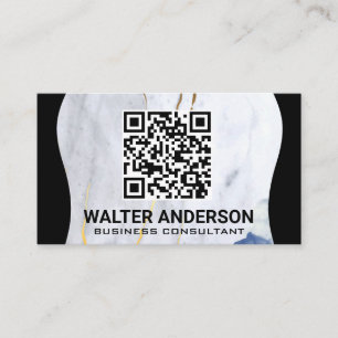 Large QR Code Template Marble Gold Flakes Business Card
