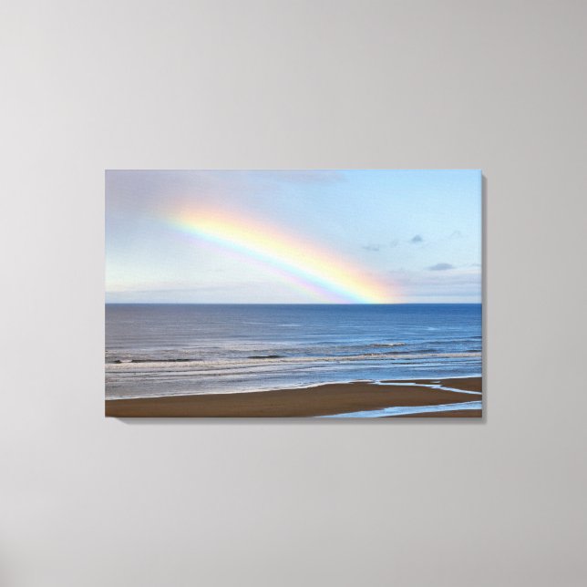 Large rainbow over the Pacific Ocean at Canvas Print (Front)