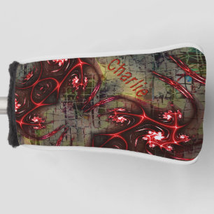 Large rapport of strange fractal over aged image golf head cover