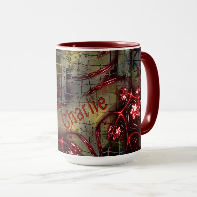Large rapport of strange fractal over aged image m mug (Front Right)