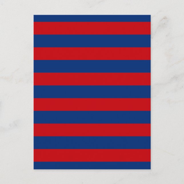 Large Red and Blue Horizontal Stripes Postcard (Front)