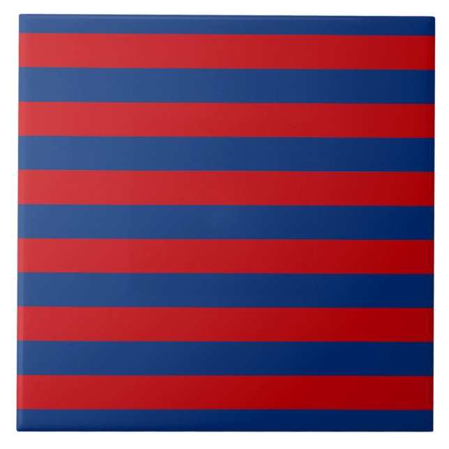 Large Red and Blue Horizontal Stripes Tile (Front)