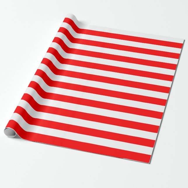 Large Red and White Stripes Wrapping Paper (Unrolled)