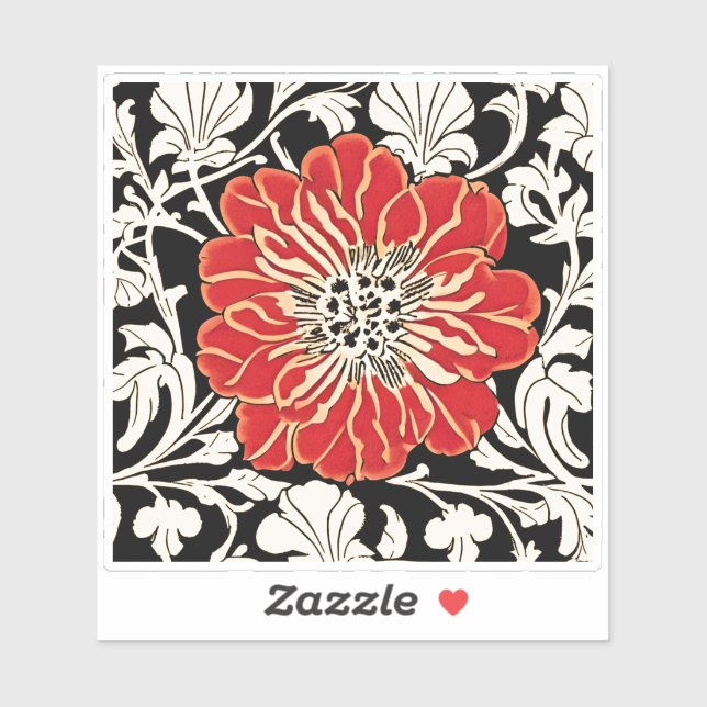 Large Red Art Nouveau Flower  (Sheet)