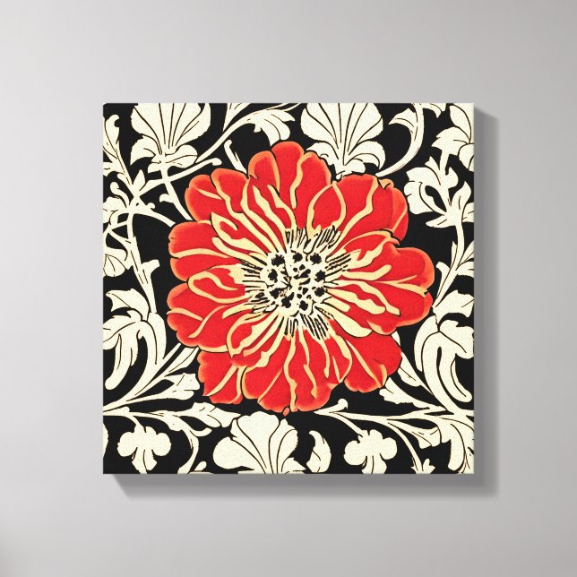 Large Red Art Nouveau Flower  Canvas Print (Front)