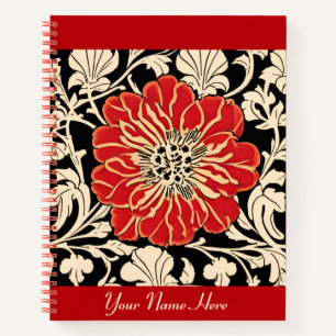 Large Red Art Nouveau Flower Journal