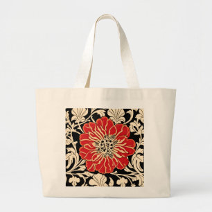Large Red Art Nouveau Flower Tote Bag