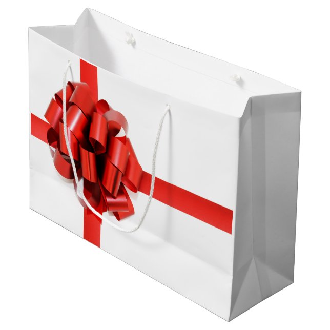 Large Red Bow Gift Bag (Front Angled)