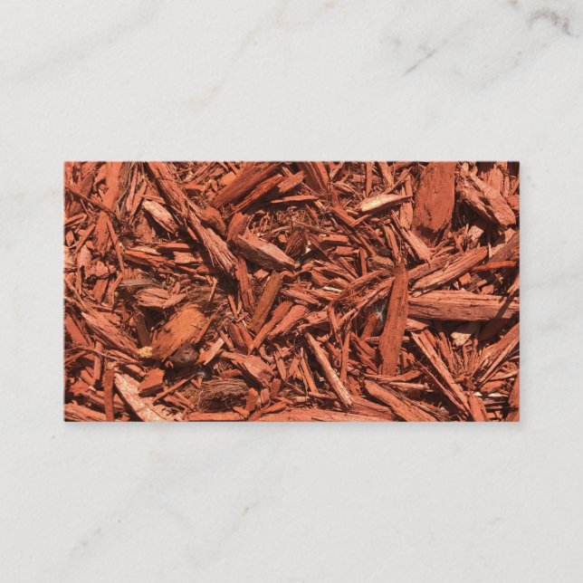 Large red cedar mulch pattern landscape contractor business card (Front)