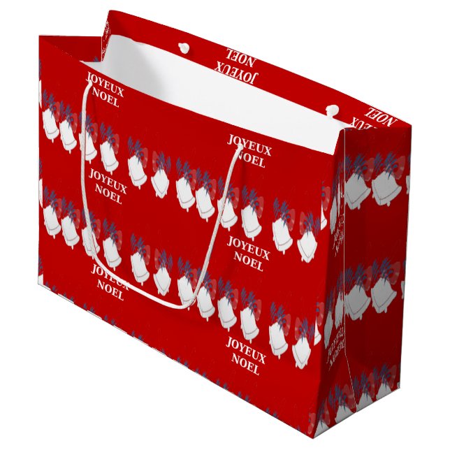 Large Red Christmas Bell Gift Bag (Front Angled)