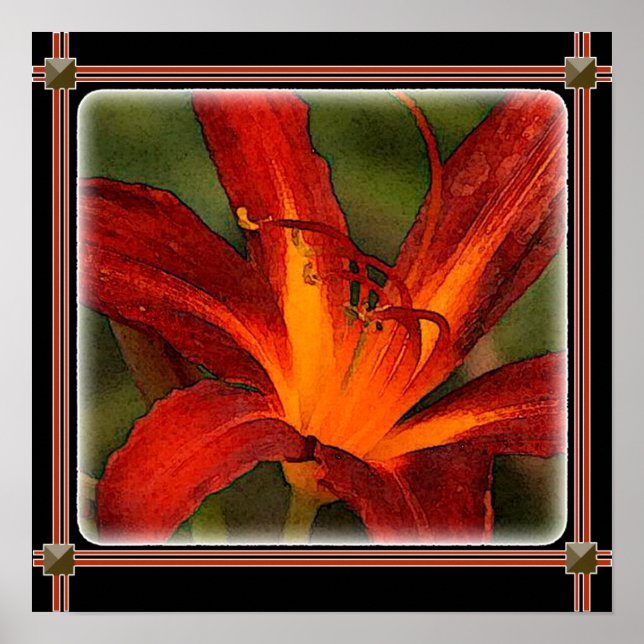 large red day lily graphic impact poster (Front)