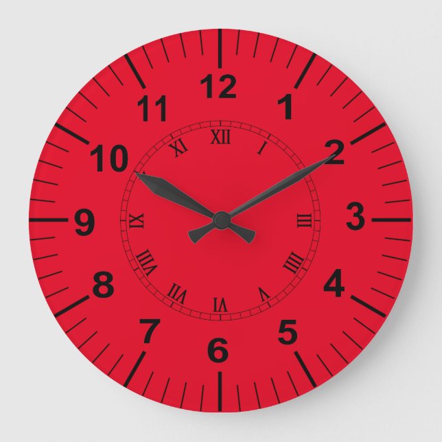 Large Red Kitchen Wall Clock (Front)