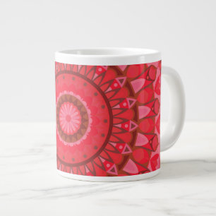 Large Red Mandala Warm Boho Pattern Cosy Gift Coffee Mug