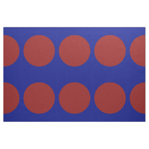 Large Red Polka Dots on Blue Geometric Fabric