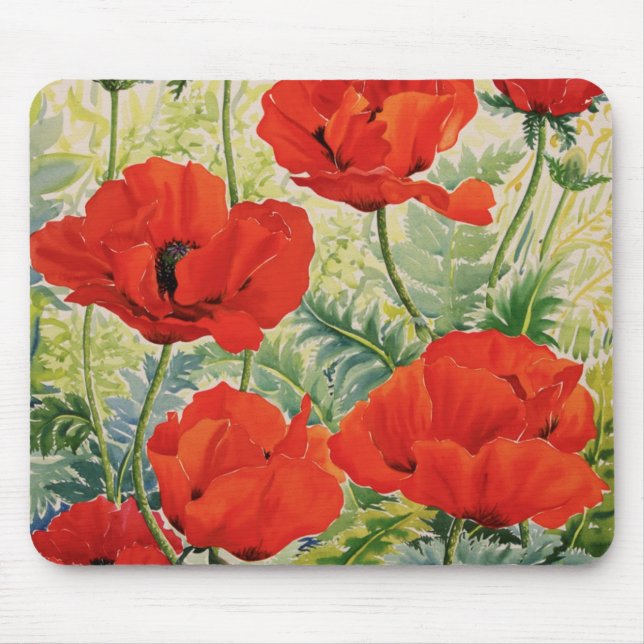 Large Red Poppies Mouse Pad (Front)