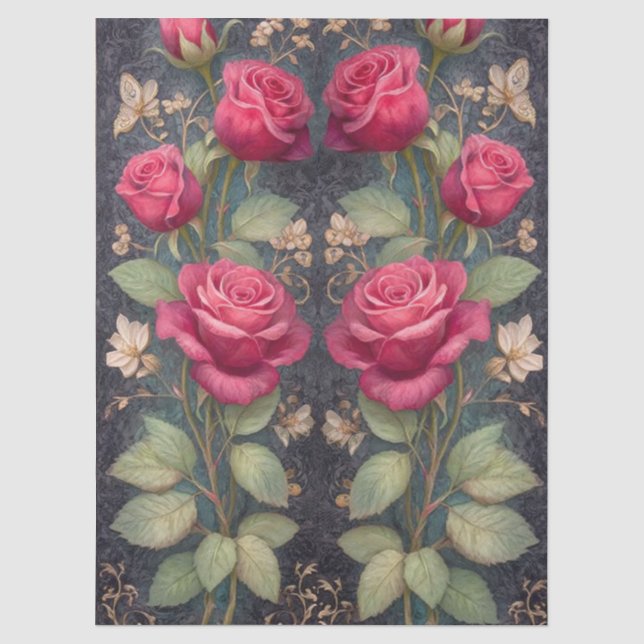 Large Red Roses for Crafts & Decoupage Artwork Tissue Paper (Front)