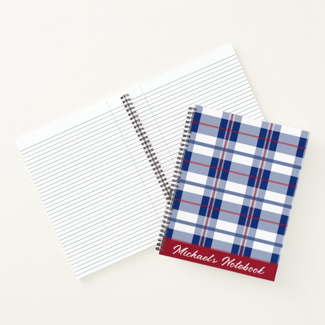 Large, Red, White & Blue Plaid Notebook (Inside)