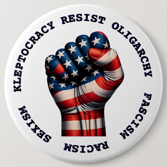 Large Resist Fist Political Democrat Anti Trump  6 Cm Round Badge (Front)