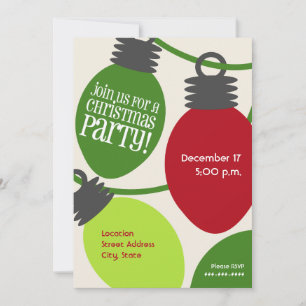 Large Retro Christmas Lights Party Invite