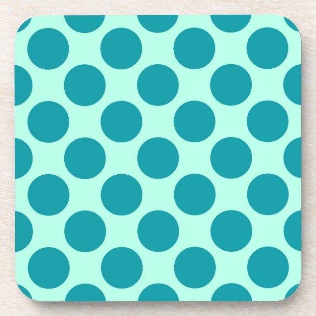 Large retro dots - aqua and turquoise coaster (Front)