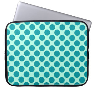 Large retro dots - aqua and turquoise laptop sleeve