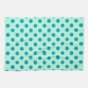 Large retro dots - aqua and turquoise tea towel