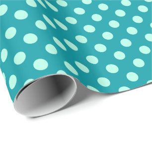 Large retro dots - aqua on turquoise wrapping paper