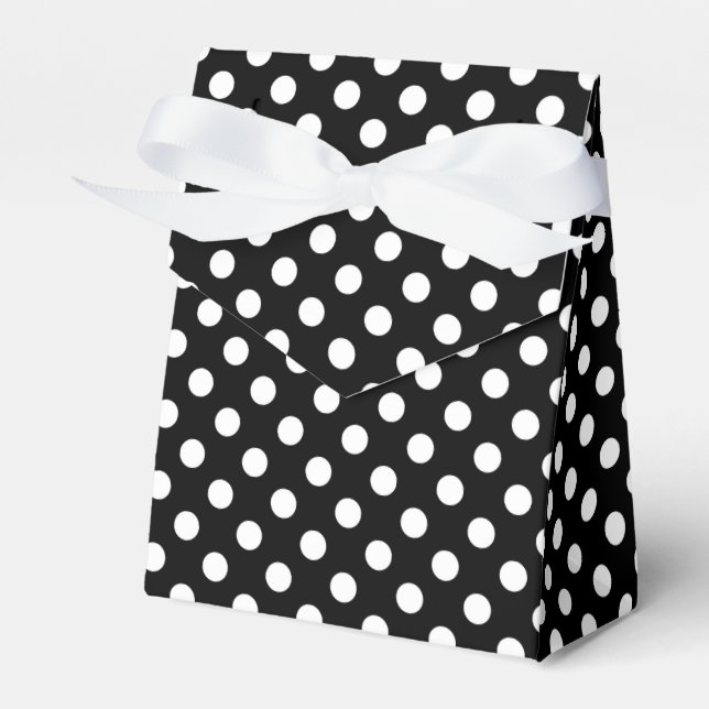 Large retro dots - black and white favour box (Front Side)