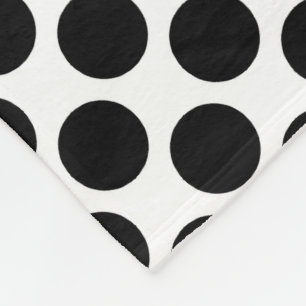 Large retro dots - black and white fleece blanket